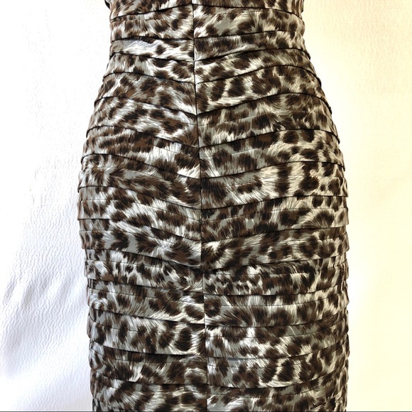 Adrianna Papell Animal Print Fitted Pleated Dress - Picture 7 of 8
